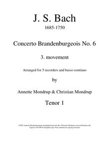 Partition ténor enregistrement  1, Brandenburg Concerto No.6, 6. Brandenburgisches Konzert par Johann Sebastian Bach