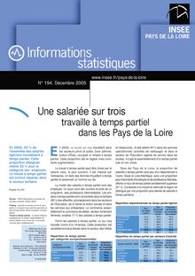 Une salariée sur trois travaille à temps partiel dans les Pays de la Loire