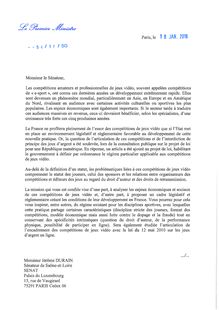 Lettre d intention de Manuel Valls pour la mission parlementaire sur le développement des compétitions de jeux vidéo en France