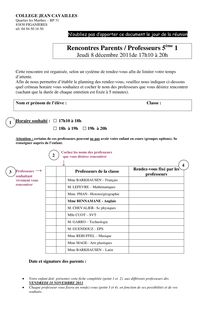 Réunion Parents / Professeurs