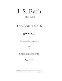 Partition complète, orgue Sonata No.6, Trio Sonata, Bach, Johann Sebastian par Johann Sebastian Bach
