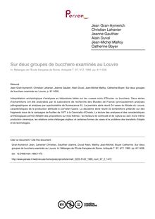 Sur deux groupes de bucchero examinés au Louvre - article ; n°2 ; vol.97, pg 611-638