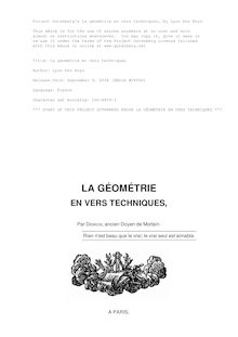 La géométrie en vers techniques par Lyon Des Roys
