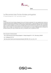 Le Mouvement des Forces Armées portugaises - article ; n°6 ; vol.39, pg 659-687