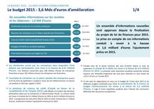 Le budget 2015 : 3,6 Mds d’euros d’amélioration 