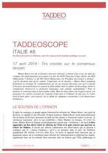 TADDEOSCOPE ITALIE #6 | 17 avril 2014 : Tirs croisés sur le consensus renzien