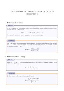 Déterminant de Cauchy et matrice de Gram : applications