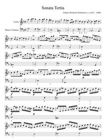 Partition Sonata No.3, violon sonates, Schmelzer, Johann Heinrich
