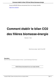Comment établir le bilan CO2 des filières biomasse-énergie