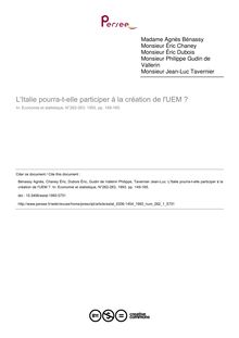 L Italie pourra-t-elle participer à la création de l UEM ? - article ; n°1 ; vol.262, pg 149-165