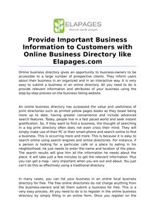 Provide important business information to customers with Elapages