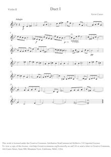 Partition violon II , partie, Duet I, G minor, Carazo, Xavier