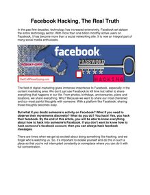 Facebook Hacking - The Real Truth