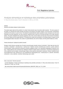 Analyse sémantique et stylistique des priamèles polonaises - article ; n°2 ; vol.74, pg 441-452