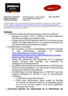 Intervenant Emmanuel Saubion Université Toulouse Le Mirail II