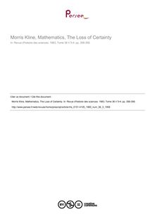 Morris Kline, Mathematics, The Loss of Certainty  ; n°3 ; vol.36, pg 356-358