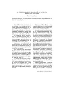 50 AÑOS DEL COMIENZO DE LA EDICIÓN DE LA REVISTA ARCHIVOS DE ZOOTECNIA (ARCHIVOS DE ZOOTECNIA. 50 YEARS OF EDITION)