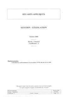 Gestion - législation 2006 BTS Expression visuelle