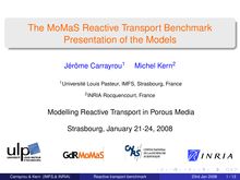 The MoMaS Reactive Transport Benchmark   Presentation of the Models   