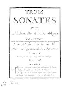 Partition complète, 3 violoncelle sonates, Op.5, Trois Sonates pour le Violoncelle et Baße obligée
