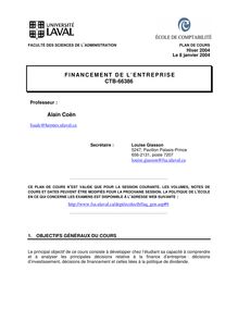 FINANCEMENT DE L ENTREPRISE CTB-66386 Alain Coën