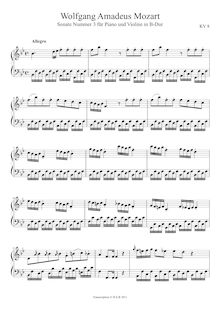 Partition , Allegro (Piano), violon Sonata, Violin Sonata No.3, B♭ major