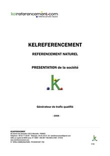 Présentation de KELREFERENCEMENT en PDF - Referencement Google