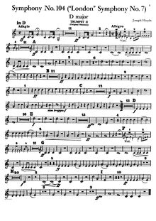 Partition trompette 2 en D, Symphony No. 104, London/Salomon, D Major