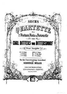 Partition violon 1, corde quatuor No.4 en C, C major, Dittersdorf, Carl Ditters von