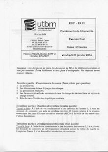 UTBM fondements de l economie 2004