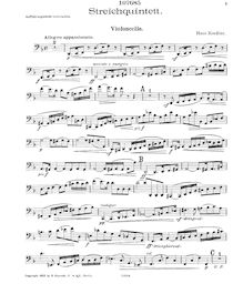 Partition violoncelle, corde quintette, D minor, Koessler, Hans