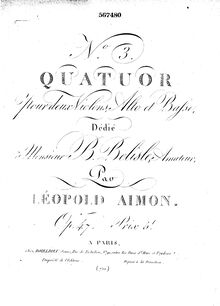 Partition violon 2, 3 corde quatuors, Aimon, Léopold par Léopold Aimon