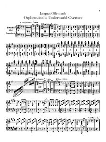Partition harpe, Overture to Offenbach s opéra  Orphée aux Enfers  par Carl Binder