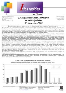 La conjoncture dans l hôtellerie en Midi-Pyrénées : 3e trimestre 2010