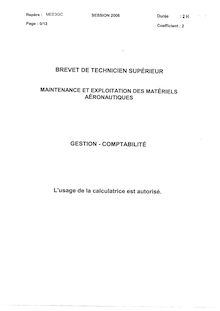 Gestion - comptabilité 2006 BTS Maintenance matériels aéronautiques