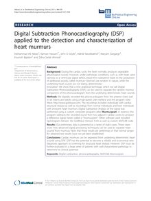Digital Subtraction Phonocardiography (DSP) applied to the detection and characterization of heart murmurs