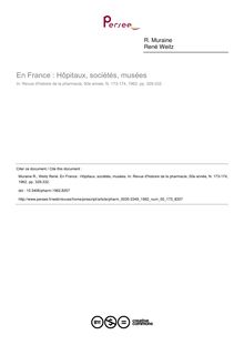 En France : Hôpitaux, sociétés, musées - article ; n°173 ; vol.50, pg 329-332