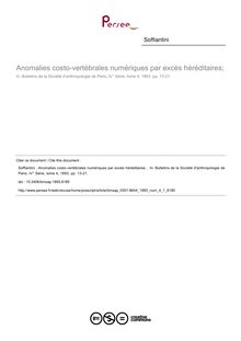 Anomalies costo-vertébrales numériques par excès héréditaires;  - article ; n°1 ; vol.4, pg 13-21