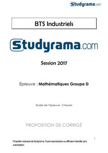 Corrigé BTS 2017 Mathématiques Groupement D