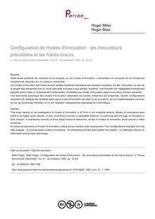 Configuration de modes d innovation : les innovateurs prévisibles et les francs-tireurs - article ; n°1 ; vol.61, pg 33-53