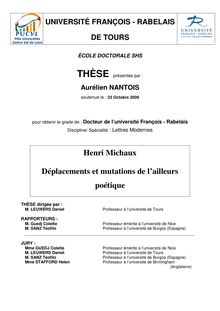 Henri Michaux : déplacements et mutations de l ailleurs poétique., Henri Michaux : shifting and mutations of the poetic space