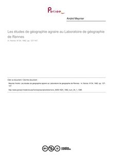 Les études de géographie agraire au Laboratoire de géographie de Rennes  - article ; n°1 ; vol.34, pg 127-147