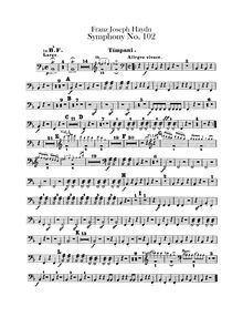 Partition timbales, Symphony No.102 en B♭ major, Sinfonia No.102