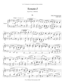 Partition , Adagio, 6 sonates pour orgue, Mendelssohn, Felix
