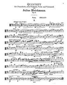 Partition de viole de gambe, Piano quintette, Op.16, D major