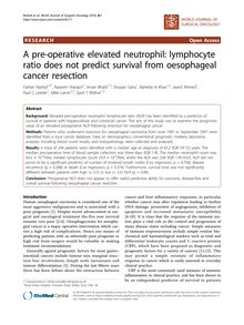 A pre-operative elevated neutrophil: lymphocyte ratio does not predict survival from oesophageal cancer resection