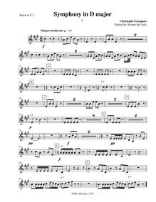 Partition cor 2 (F), Symphony en D major, GWV 546, Symphony No. 75 in D major