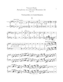 Partition violoncelles / Basses, Symphonie sur un Chant Montagnard Français, Op.25