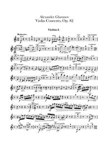Partition violons I, violon Concerto en A minor, Op 82, A minor