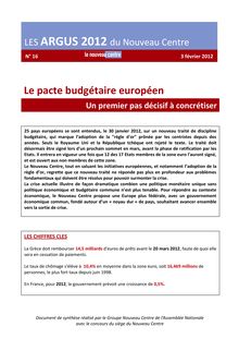 LES ARGUS 2012 du Nouveau Centre : Le pacte budgétaire européen 